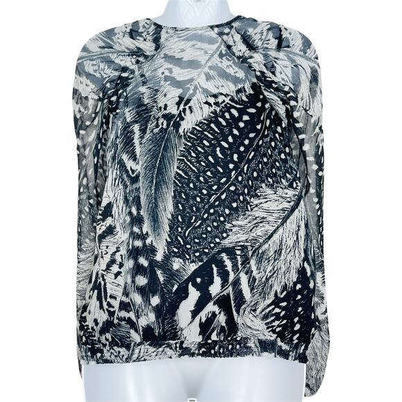 New All Saints Wrap Blouse Womens 2 Top Feather Blue Fara Stretto Surplice Sheer - Picture 3 of 7